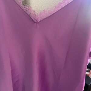 Purple Lace Trim V-Neck Top